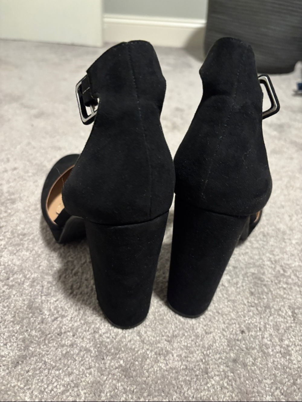 Sun + Stone Black Suede Ankle-Strap Heels - Picture 2 of 3